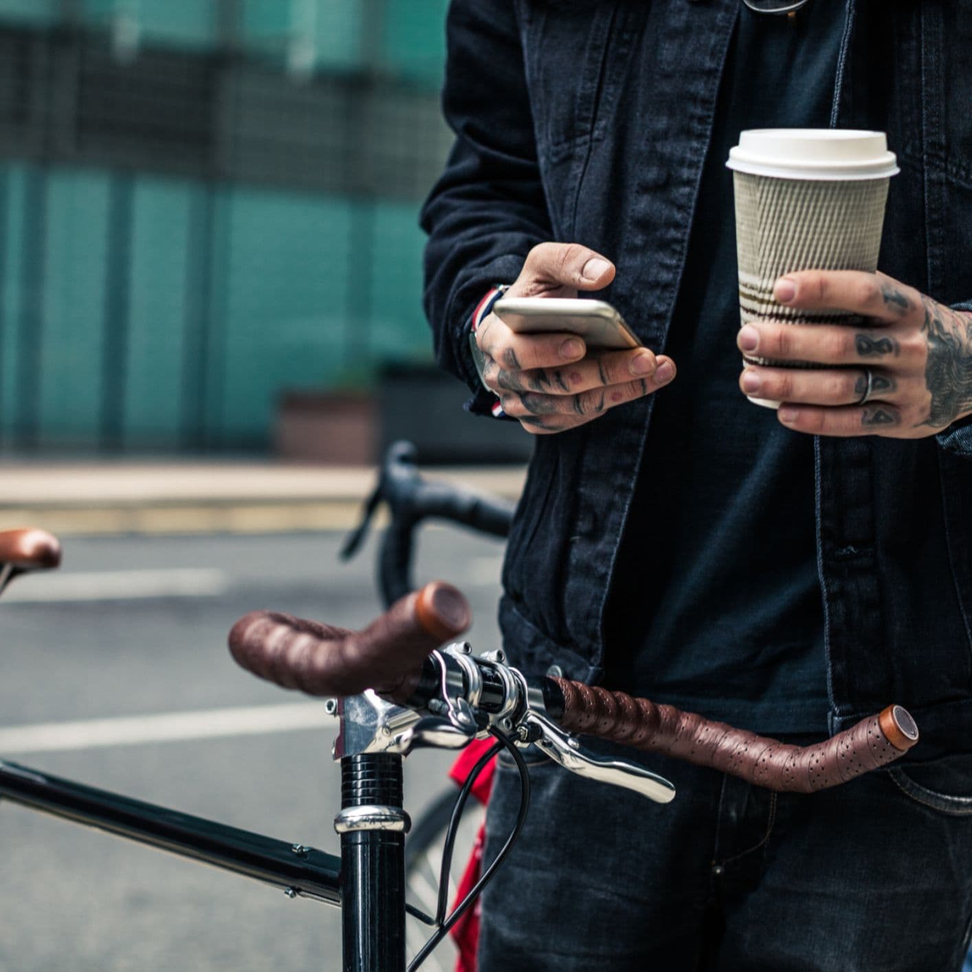 Biker with Coffee